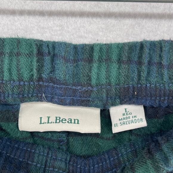 LL BEAN Pajama Pants Mens L Scotch Plaid Blackwatch Flannel Lounge PJs Green - Picture 4 of 13